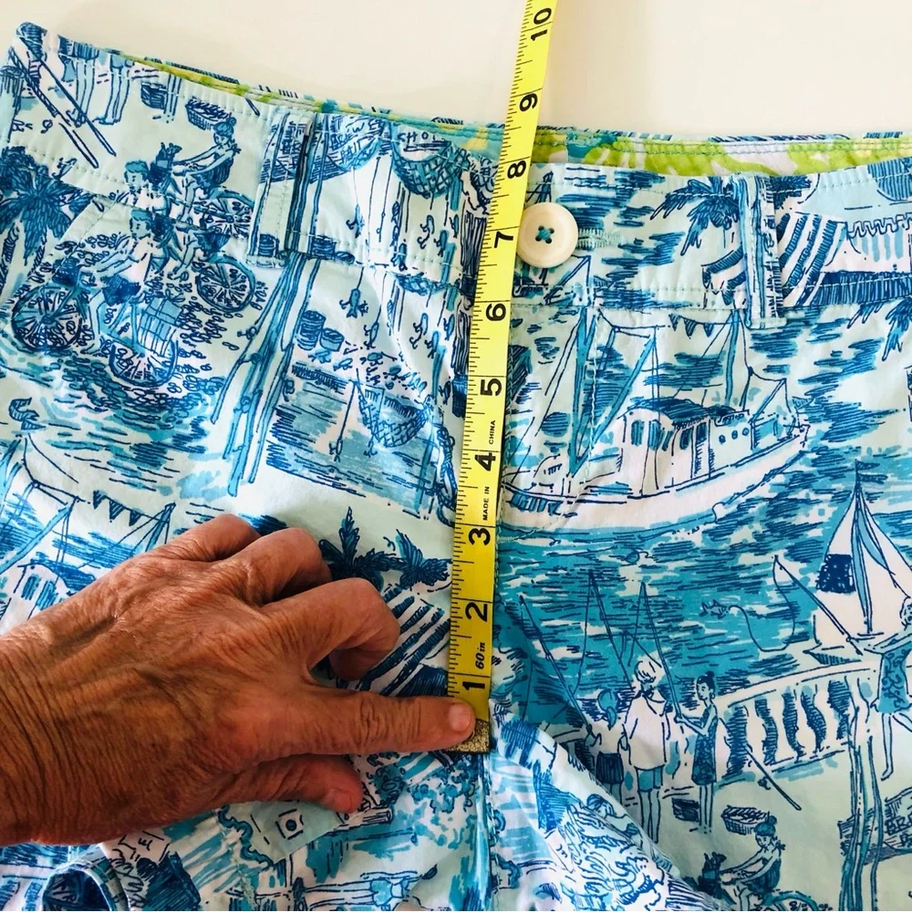 Lilly Pulitzer Callahan Shorts Size 2 Fresh Catch Toile Blue White